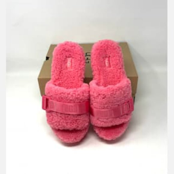 UGG FLUFFITA Slides Pink Fluffy Platform Summer Flip Flop Women's 1113475 SSBT - Picture 7 of 11